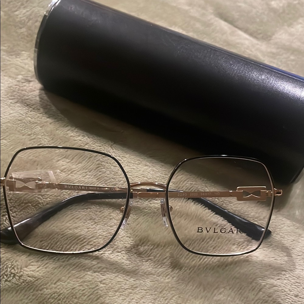 Bulgari Gold and Black Oversized Glasses